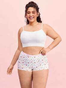 LUVLETTE Plus 2-Pack Cotton High-Waist Printed Letter Webbing Women's Boyshorts - Scooby-Doo Collaboration Series - Multicolor - View 14