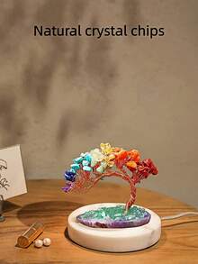 1pc Natural 7 Chakra Crystal Tree – Healing Gemstone Bonsai With Agate Base, Feng Shui Money Tree For Home Office Decor, Wealth Luck Gift For Birthday Graduation - multicolor - View 12