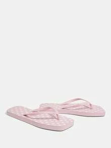 Grefit Women's Silver & Blue Glitter Lace Print Flat Flip Flops, Suitable For Home, Beach, Outdoor, Travel & Vacation For Christmas Summer - Pink - View 5