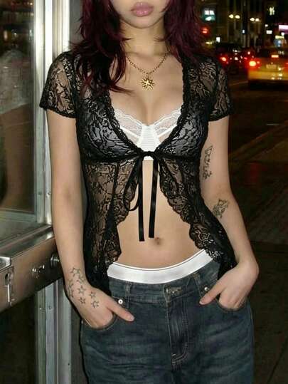 EgrlEra ملابس علوية قصيرة شفافة وجذابة للنساء