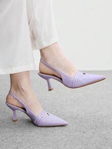 CUCCOO BIZCHIC Zapatos de tacón alto con punta fina para mujer, versátiles para ir al trabajo y uso diario - Morado claro - Ver 6