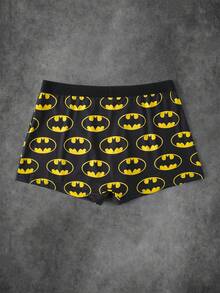 BATMAN X SHEIN 大尺碼女款卡通印花鬆緊腰內褲 - 黑色 - 查看 2