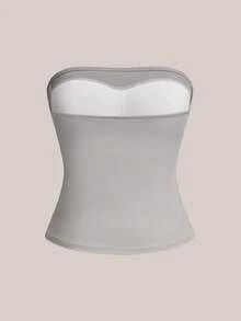 Barelissa 1pc Women's Solid Color Comfortable Base Layer Top - Grey - View 2