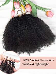 Boho Braids 4B4C 非洲式捲曲 Miracle Knots 100% 真人髮 45 股/包 隱形預分束羽毛鉤編真人髮接髮 自然黑 - Natural Black - 查看 4