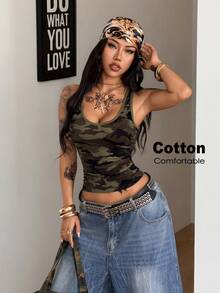 Coolane 女款迷彩修身百搭休閒日常上衣 - 軍綠色 - 查看 3