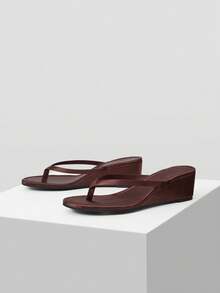 Mnmlis Women's Fashion Casual Commuter Platform Flip-Flops For Christmas Summer Shoes - Brown - View 2
