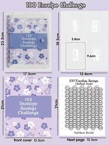 100天储蓄挑战存钱活页夹，内含现金信封，省钱指南，精明预算储蓄挑战手册，返校季必备 - 彩色 - 查看 5