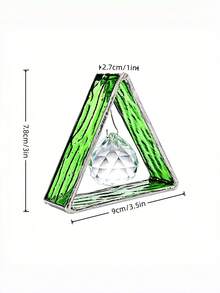 Cirelle 1pc Crystal Sun Catcher Table Figurine, Handmade Stained Glass Prism Stand With Crystal Ball Rainbow Maker, Aesthetic Glass Suncatcher Ornament For Window Shelf Desk - green - View 3