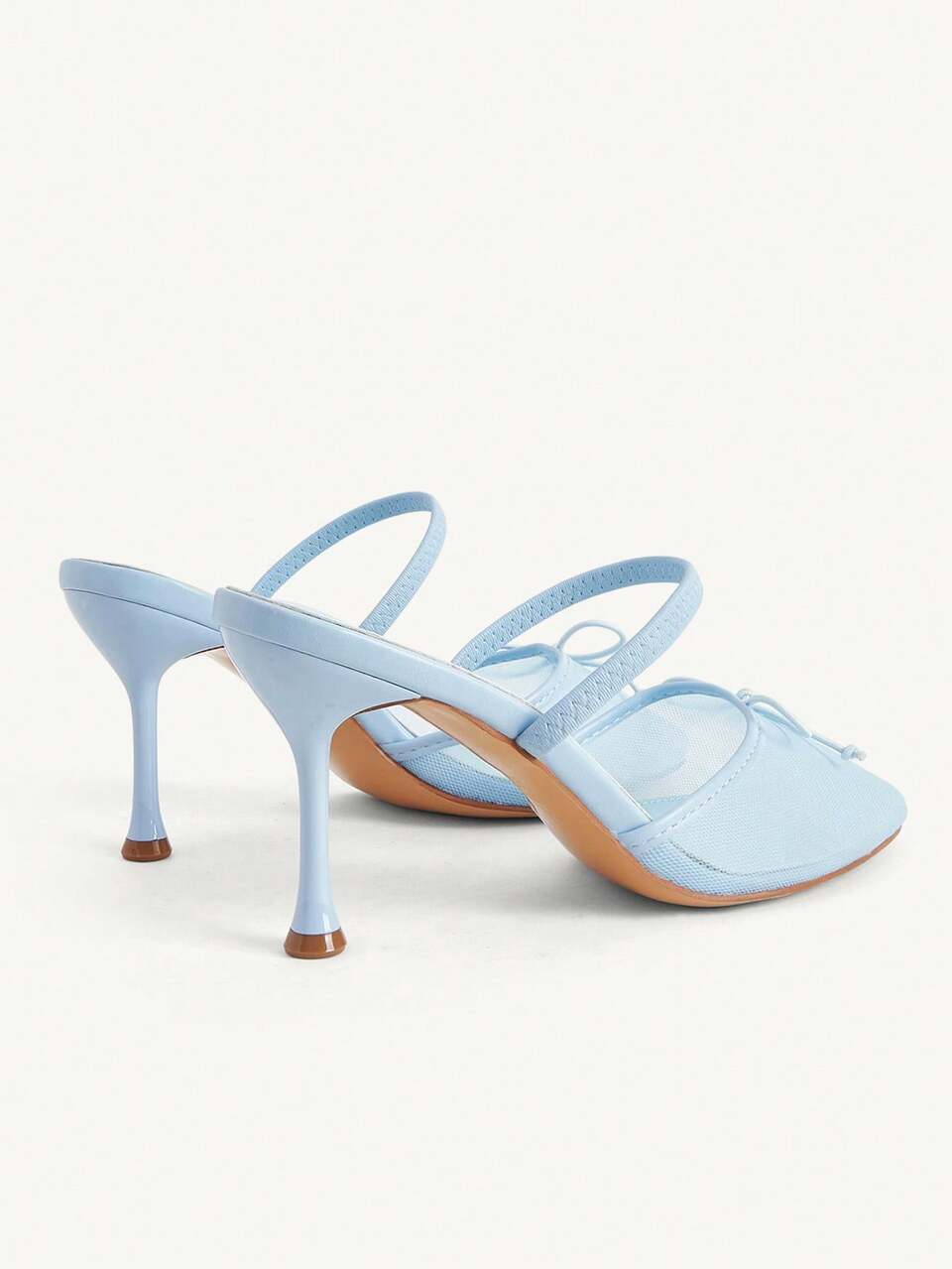 CUCCOO CHICEST Ladies' New French Fashion Sexy Bow Mesh Stiletto Sandals, Blue Versatile Elegant Fashion High Sense