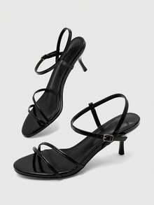 CUCCOO BIZCHIC Women Shoes New Spring/Summer Black Round Toe Thin Strap Open Toe Sexy Stiletto High Heel Sandals, Suitable For Commuting, Party, Date, Dance - Black - View 6