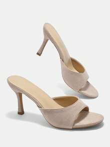 CUCCOO CURVES Wide Last Women's Apricot Classic Muller Comfortable Low Heel Sandals For Commuting, Dating, Parties, Vacations, Parties And Various Occasions. - Apricot velvet - View 2