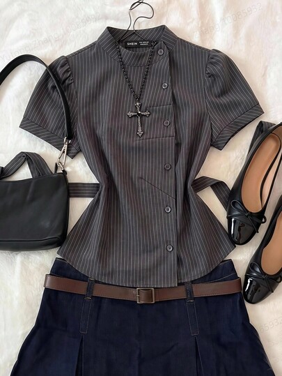 Attitoon Women's Summer Casual Striped Shirt