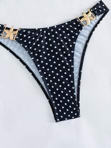 Swim Vcay 新款女款純色泳衣套裝 掛脖綁帶式露背海星裝飾高腰三角比基尼兩件式海灘度假泳裝 - 彩色 - 查看 6