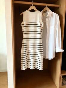 Franclia Summer Casual Sleeveless Women's Striped Print Dress - Multicolor - View 3