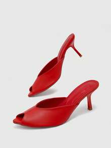 CUCCOO BIZCHIC Women's Spring And Summer New Classic Workplace Simple And Versatile Romantic Sexy Pointed Muller Drag High-Heeled Sandals - Red - View 8