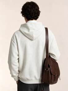 Limitiso Light Gray Floral Pattern Men's Loose Fit Drop Shoulder Hoodie, College Letter Design - Light Grey - View 2