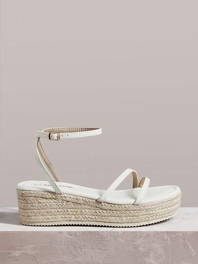 Styleloop Damklackskor med kilklack och platå, randiga platåskor, bohemisk semesterstil, strandmode, sommarstil