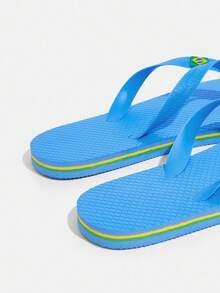 Grefit CUCCOO Blue Contrast Color Print Flat Flip Flop Slippers, Suitable For Home, Beach, Outdoor Wear - Blue - View 5
