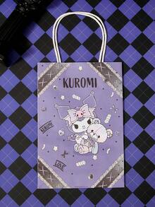 HELLO KITTY AND FRIENDS | SHEIN 3 Buah Tas Kado Bergambar Setan Kecil Kartun Lucu Warna Ungu, Tas Kemasan Kado Portabel dari Kertas. - MultiWarna - View 4