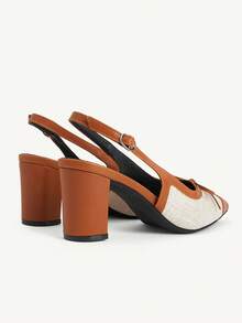 CUCCOO CHICEST Spring And Summer New Linen Leather Pointed Back Strap Sandals, Bow Beige Thick Heel Commuter Women's High Heels Fashion Dating Commuter Party - Beige - View 6