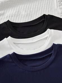 SHEIN Sparklyn 青少年女孩休閒圖案刺繡圓領短袖百搭T恤上衣 返校季 - 彩色 - 查看 4