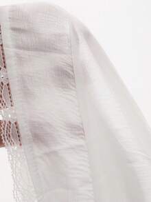 DAZY Women's Solid Color Contrast Lace Ruffle Hem Skirt - White - View 10