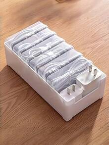 8pcs Multifunctional Cable Organizer Storage Box Set (1 Large Outer Box + 7 Small Inner Cases) Desktop Cord Management Winder Holder For Charging Cables Phone Chargers Home Office Desktop Organization - Multicolor - View 5