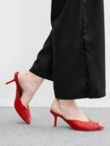 CUCCOO BIZCHIC Women's Spring And Summer New Classic Workplace Simple And Versatile Romantic Sexy Pointed Muller Drag High-Heeled Sandals - Red - View 5