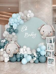 MINKOJA MINKOJA 110 pièces Guirlande de ballons éléphant avec ballon en feuille d'aluminium éléphant, ballons de fête bleu poussiéreux pour décoration de baby shower, anniversaire, révélation de genre, fournitures de fête - Voir 4