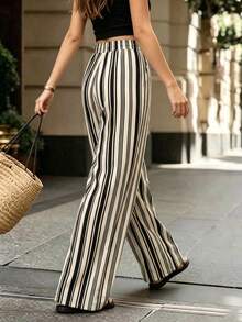 Balvessa Women's Vacation Casual Elegant Chic Beige Wrap Long Pants Brunch Autumn - Multicolor - View 2