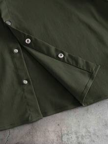 AXEPEAK Camisa casual versátil de uso diario para hombre con color contrastante y abotonadura sencilla - Verde - View 5