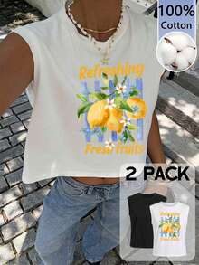 Tseoso Women's Casual Cute Minimalist Round Neck Tank Top Beach Travel Vacation 2 Pieces Set White Black Summer - Black - View 6