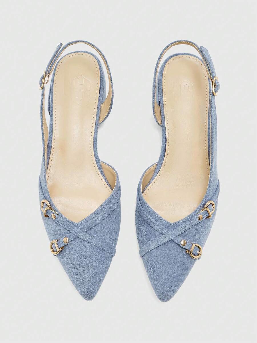 CUCCOO BIZCHIC Nuevo diseño de bailarinas minimalistas de punta, estilo de oficina, elegantes, adecuadas para Navidad y primavera - Azul claro, - Ver 1