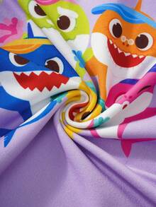 BABY SHARK X SHEIN Gaun Anak Perempuan Motif Kartun Garis-Garis Warna-warni - Purple - View 7