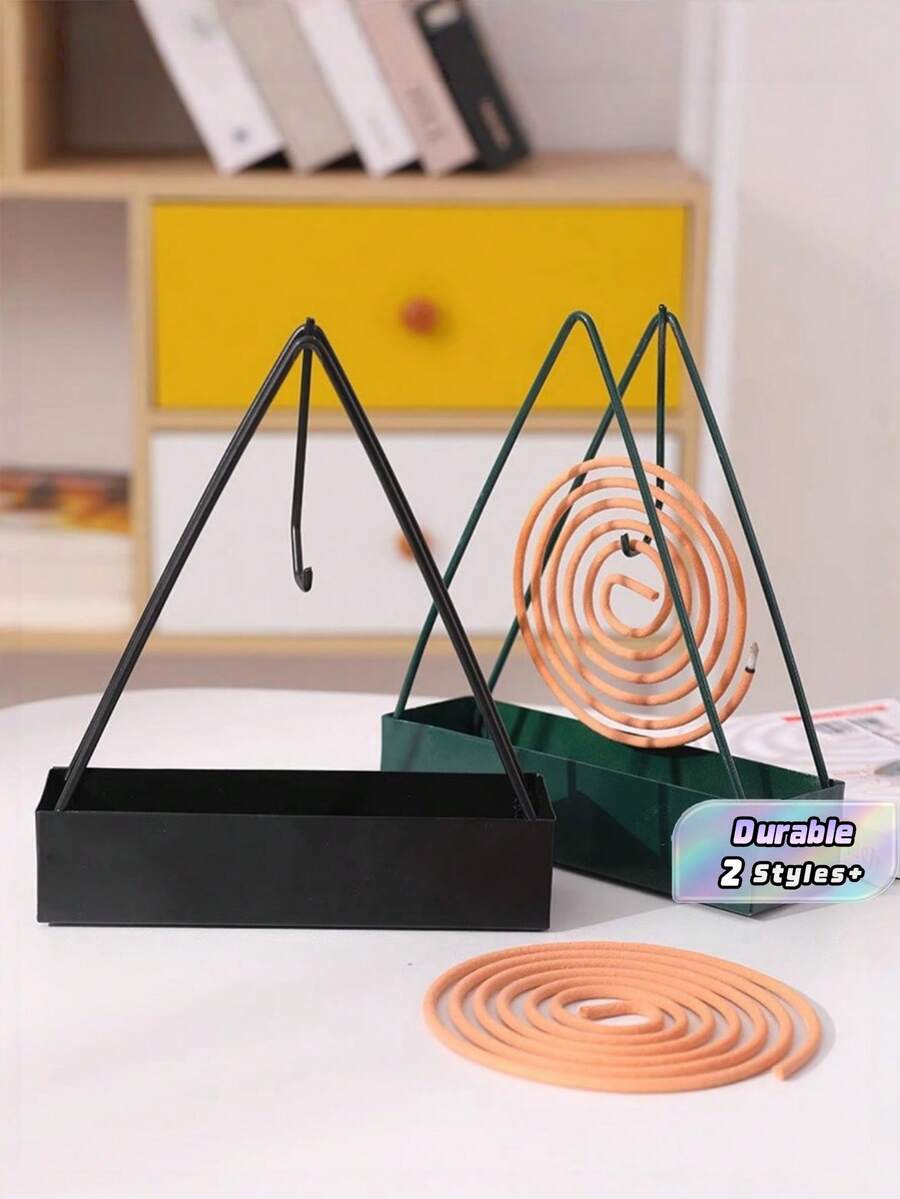 2pcs Stainless Steel Mosquito Coil Box, Ash Tray, Flame Resistant And Scalding Protective, Outdoor And Household Incense Burner Stand With Lid (Can Be Wall-Mounted Using Hooks To Prevent It From Being Kicked Over) - Multicolor - View 1