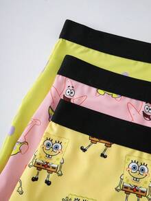 SpongeBob SquarePants | SHEIN Women's Colorblock Cartoon Print Casual Daily Hipster Panties - Multicolor - View 4