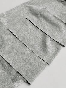 Maweii Sudadera corta de mujer talla grande, nueva, gris claro, con diseño calado, efecto desgastado, hombros caídos, estilo sexy corto, manga larga con diseño de recortes, tela de punto elástica, estilo callejero americano, uso casual diario, estilo personalizado de chica atractiva, sudadera corta holgada y estilizada para primavera/otoño - Gris Claro - Ver 7