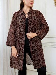 Reflora Plus Size Fashion Commuter Leopard Print Blouse - Multicolor - View 4