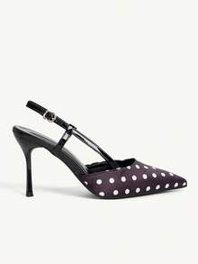 CUCCOO CHICEST Women's Spring And Summer New Black Pointed Polka Dot High Heels, Elegant White High Heels - Black and White - View 3
