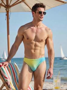 Naviga Onda Plus Size Men's Gradient Pattern Casual Active Essential Tropical Triangle Swim Trunks Track And Field Butter Yellow Beach Vacation Summer - Multicolor - View 1
