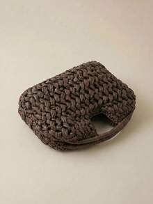 Arave Bolso de mano de fibra natural 2025, bolso de playa de verano tejido a mano de rafia, color marrón, para mujer - Café - Ver 3