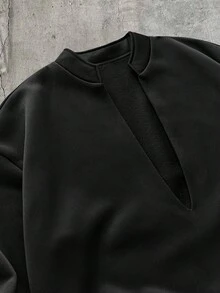 AXEPEAK 男士寬鬆針織長袖套頭運動衫 - 黑色 - 查看 4
