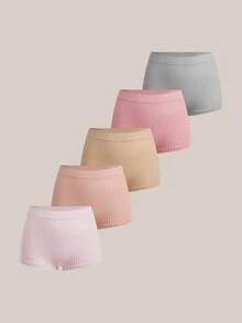 Barelissa 5pcs Fashionable Non-Curling Comfortable Underwear Boxer Briefs Safety Pants Set - Multicolor - View 1