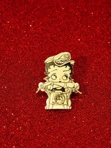 Betty Boop x SHEIN 1PC New Creative Cartoon Pattern Brooch, IP Joint Design, Cute Personalized, Simple And Generous, Can Also Be Used As Bags, Wear Accessories, Suitable - Gold - View 4