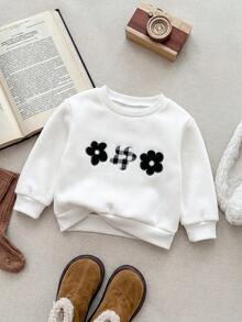 Blossori Baby Girls French Elegant Round Neck Floral Embroidered Pullover Sweatshirt/Pants Set - Multicolor - View 7