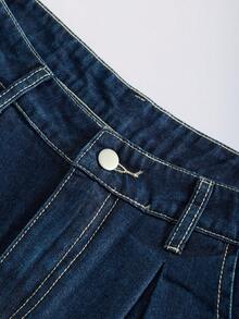 GlowEve CURVE Plus Size Summer Casual Embroidered Denim Shorts - Blue - View 4