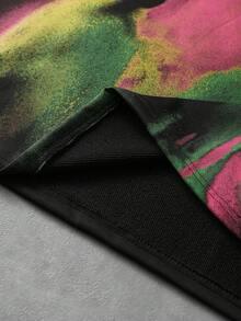 ROMWE MEN Street Life Camiseta sin mangas holgada para hombre con estampado de retrato difuminado y decoración de remaches - Negro - Ver 5