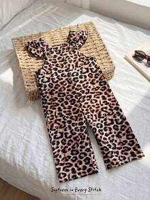 Cozy Pixies Babygirl Cute Summer Fashion Leopard Print Jumpsuit - Multicolor - View 3