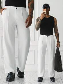 HUEFORM Men's Old Money Minimalist Mature Style White Straight  Fit Pants, .Wrinkle-Resistant Fabric, Easy To Care For-A Must-Have Item.Suitable For Everyday - White - View 6