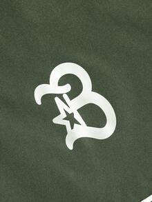 PAVTROS 男士字母印花連帽拉鍊外套與對比飾邊長褲套裝 2件套 - 軍綠色 - 查看 5